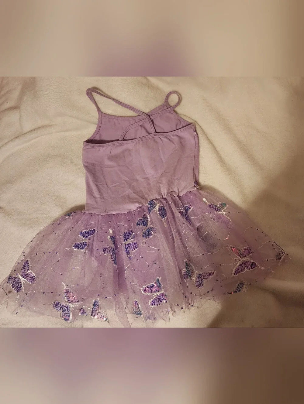 Girls Lavender Purple Sequin Butterfly Tutu Leotard Dress